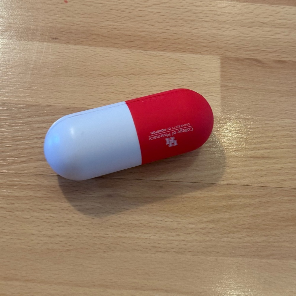 Red and White Capsule-Shaped stress ball
